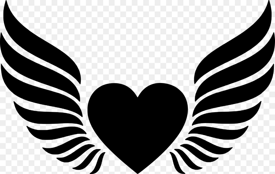 Transparent Heart With Wings 2020, Gray Free Png
