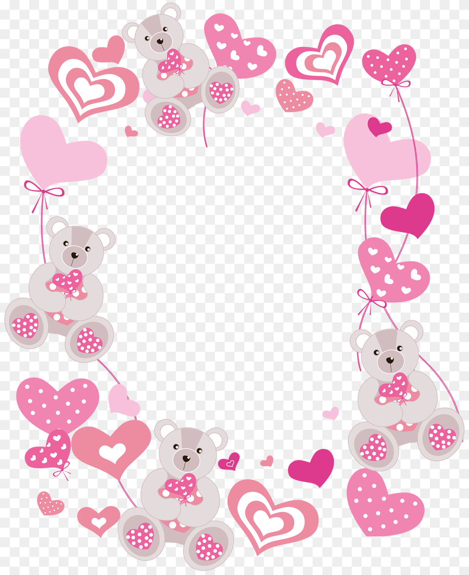 Transparent Hearts Photo Frame With Teddy Bears Background Baby Girl, Envelope, Greeting Card, Mail, Animal Free Png Download