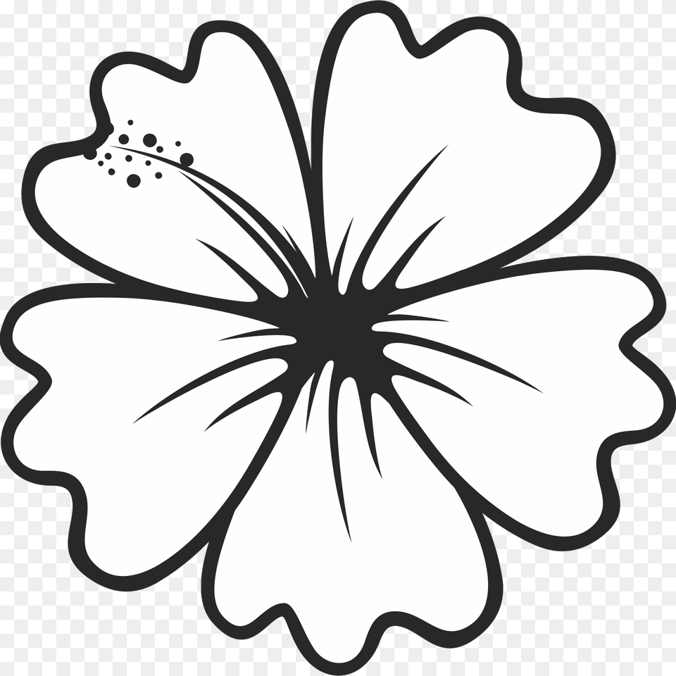 Hibiscus Border Outline Hibiscus Clipart Black And White, Flower, Plant Free Transparent Png