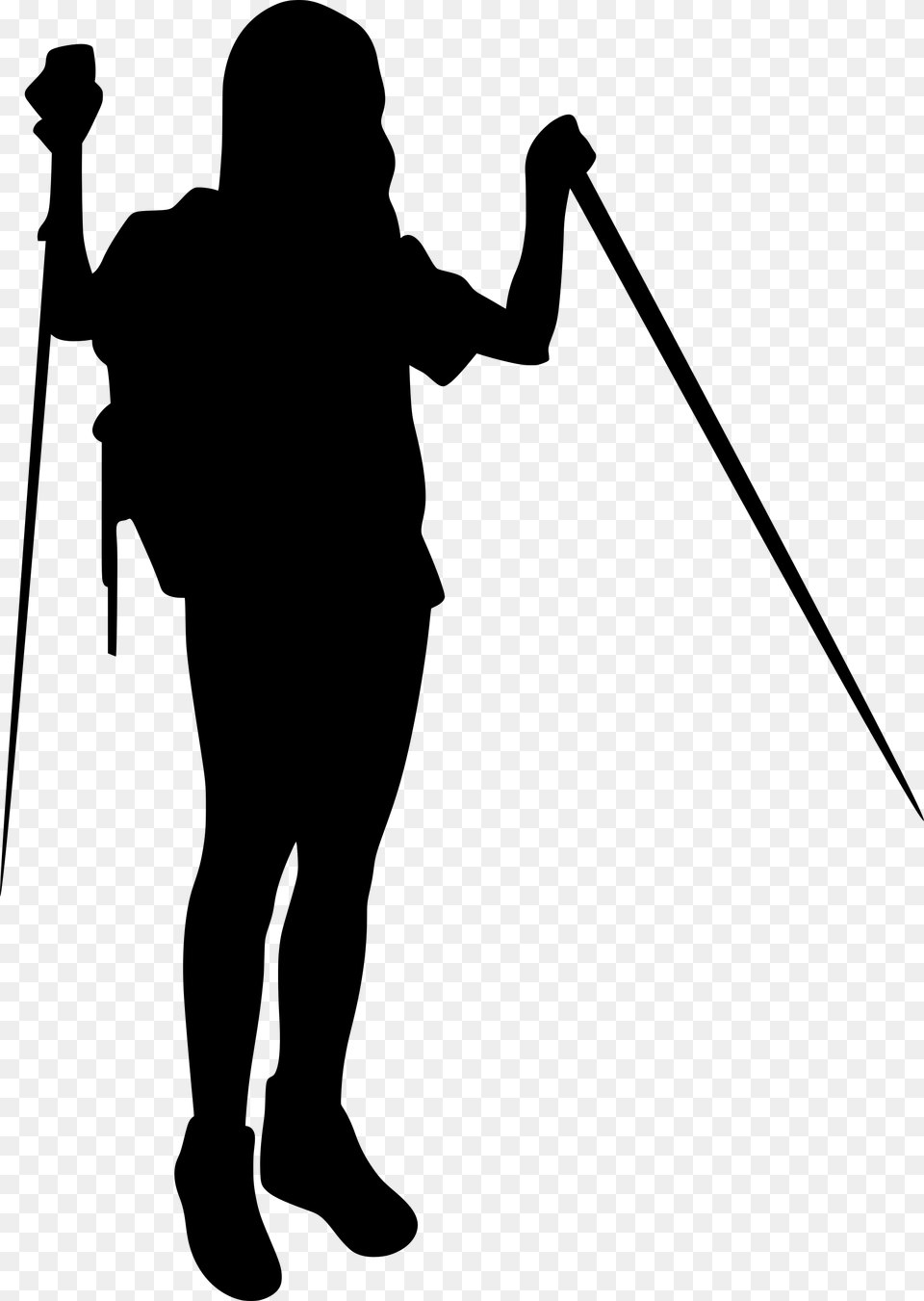 Transparent Hiker Silhouette, Gray Png
