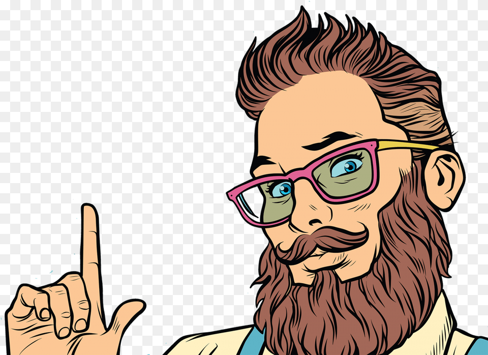 Transparent Hipster Man Beard Portrait Vector, Person, Hand, Finger, Body Part Free Png
