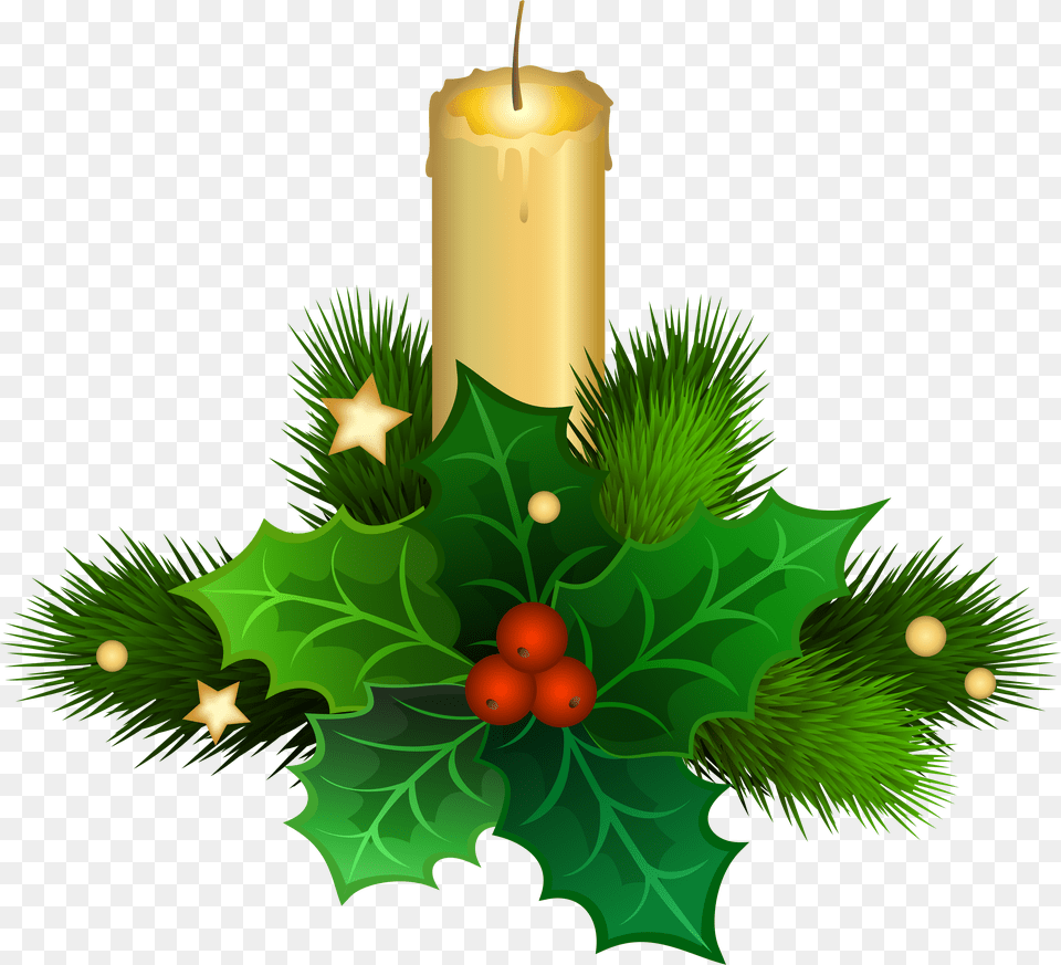 Holly Clip Art Christmas Candles Stock Vector Free Transparent Png