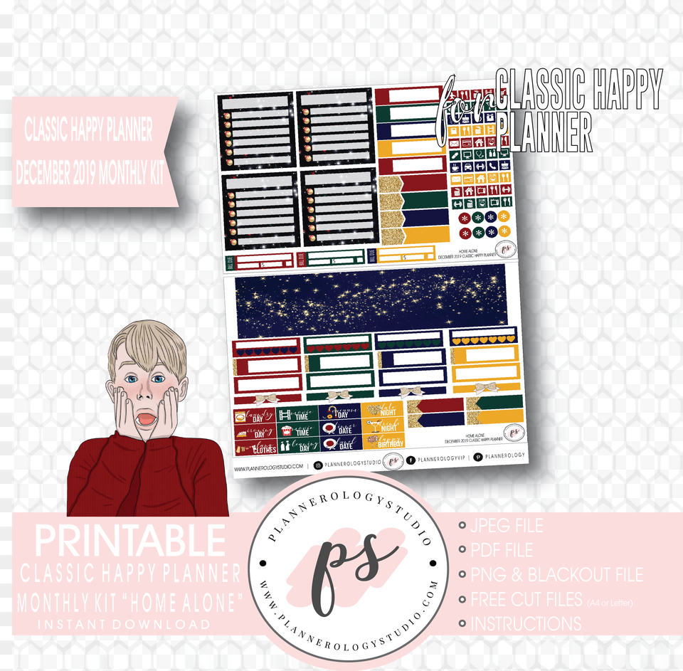Transparent Home Alone 2019 January Stickers Planner Printables, Advertisement, Poster, Adult, Person Png Image