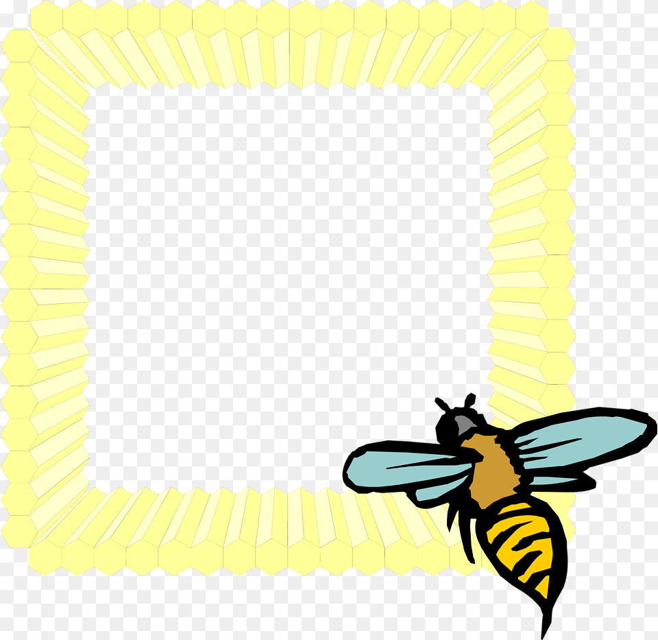 Transparent Honeycomb Clipart Black And White Frame Honey Bee, Animal, Honey Bee, Insect, Invertebrate Png