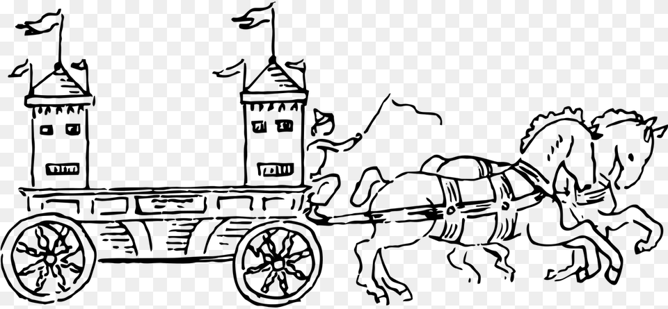 Horse And Carriage Draw Rath With Horse, Gray Free Transparent Png