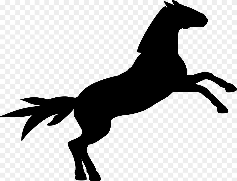 Transparent Horse Clipart Black And White Jumping Horse Cartoon Silhouette, Gray Png