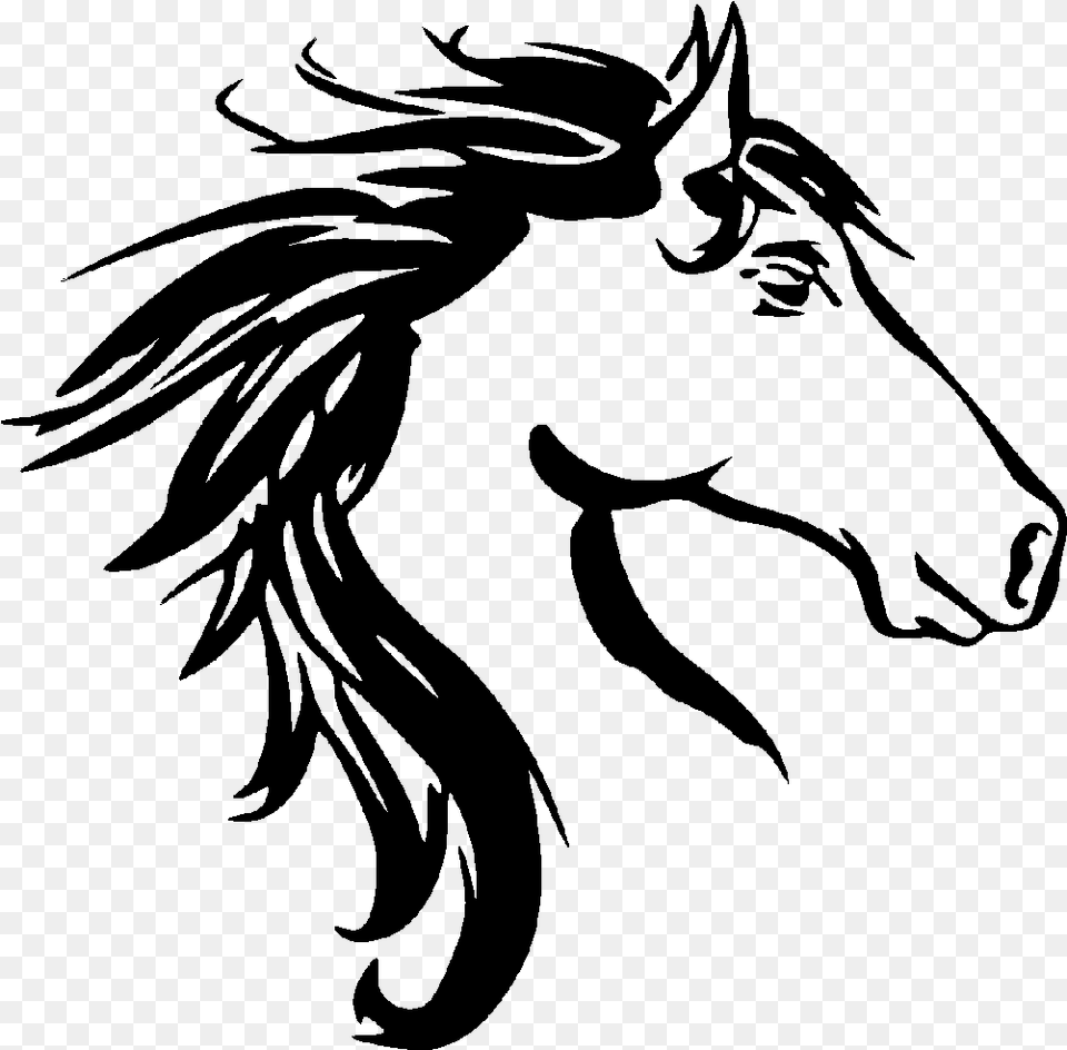 Transparent Horse Clipart Black And White Mustang Horse Head Transparent, Gray Free Png Download