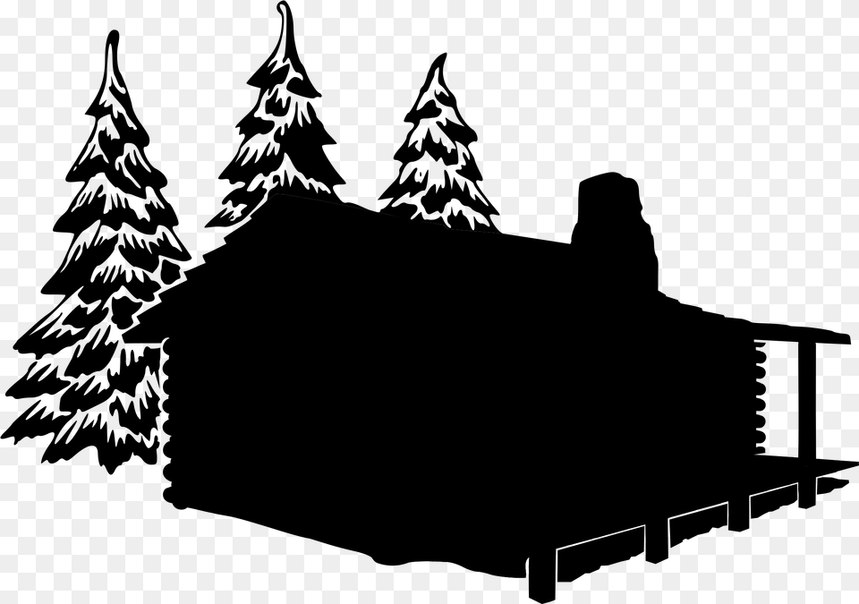 Transparent House Silhouette Log Cabin Clipart, Gray Free Png Download