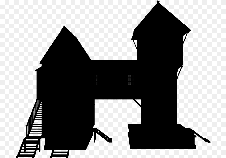 House Silhouette Medieval Art, Gray Free Transparent Png