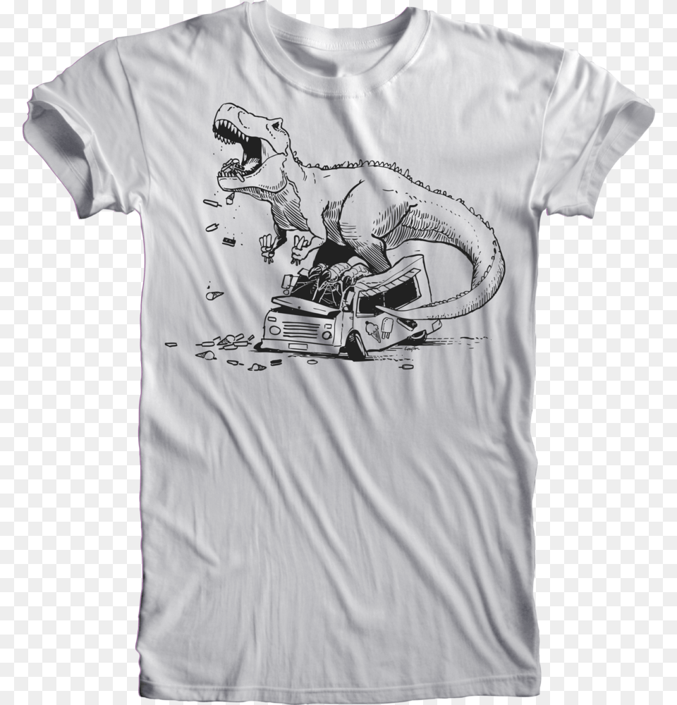 Ice Cream Truck T Rex On Ice Cream Truck, Clothing, T-shirt, Shirt Free Transparent Png