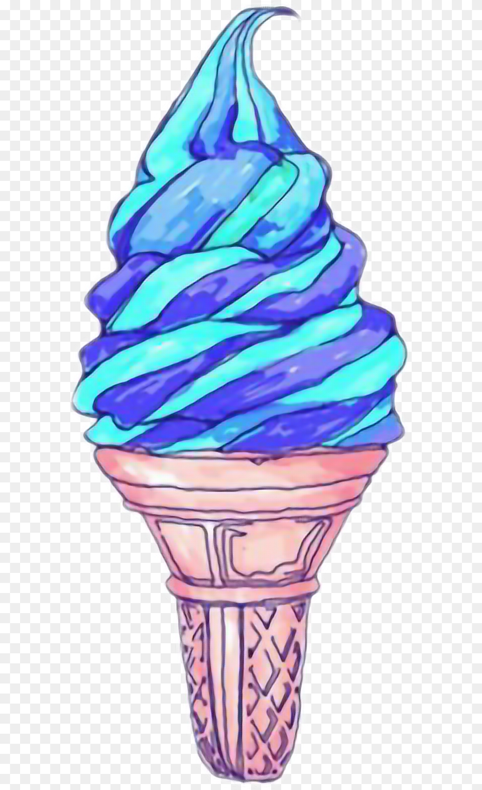 Transparent Ice Cream Tumblr Blue Ice Cream Drawing, Dessert, Food, Ice Cream, Soft Serve Ice Cream Png Image