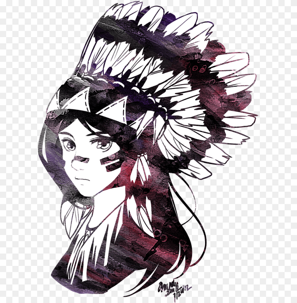 Indian Headband Clipart Anime Girl With Headdress, Book, Comics, Publication, Face Free Transparent Png