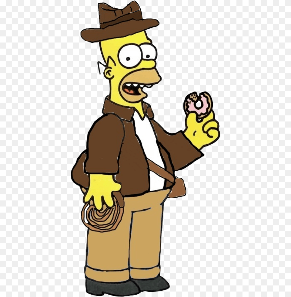 Transparent Indiana Jones Clipart Homer Eating Donuts Animated, Baby, Person, Face, Head Png