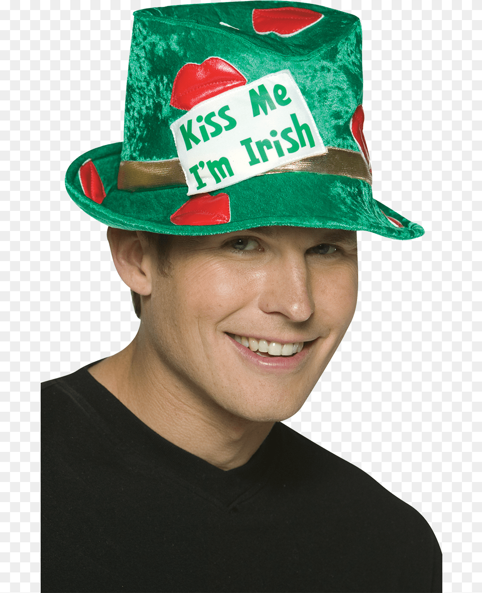 Transparent Irish Hat Costume Hat, Clothing, Person, Man, Male Free Png Download