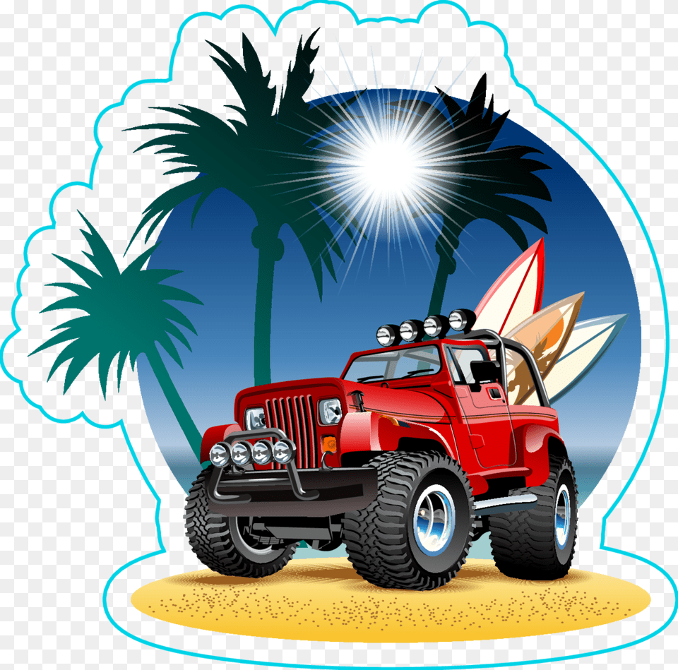 Transparent Jeep Vector Beach Jeep Cartoon, Car, Vehicle, Transportation, Wheel Png