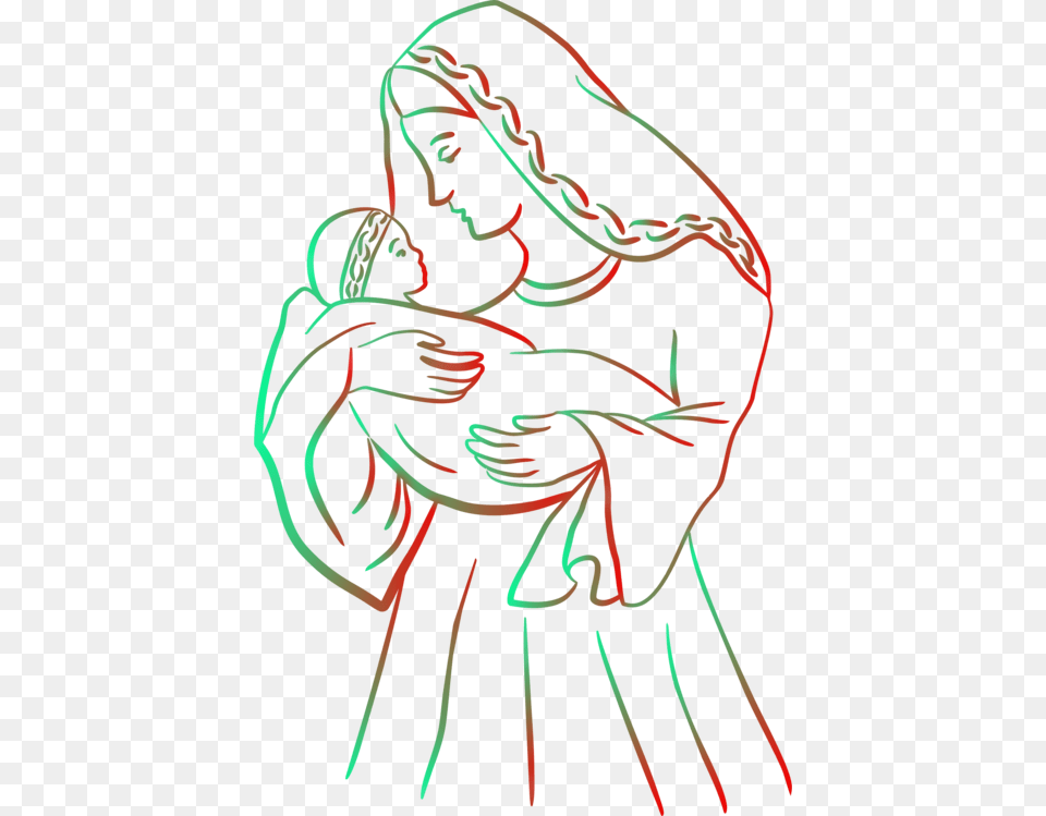 Transparent Jesus Clipart Mother With Baby Drawing, Adult, Female, Person, Woman Png