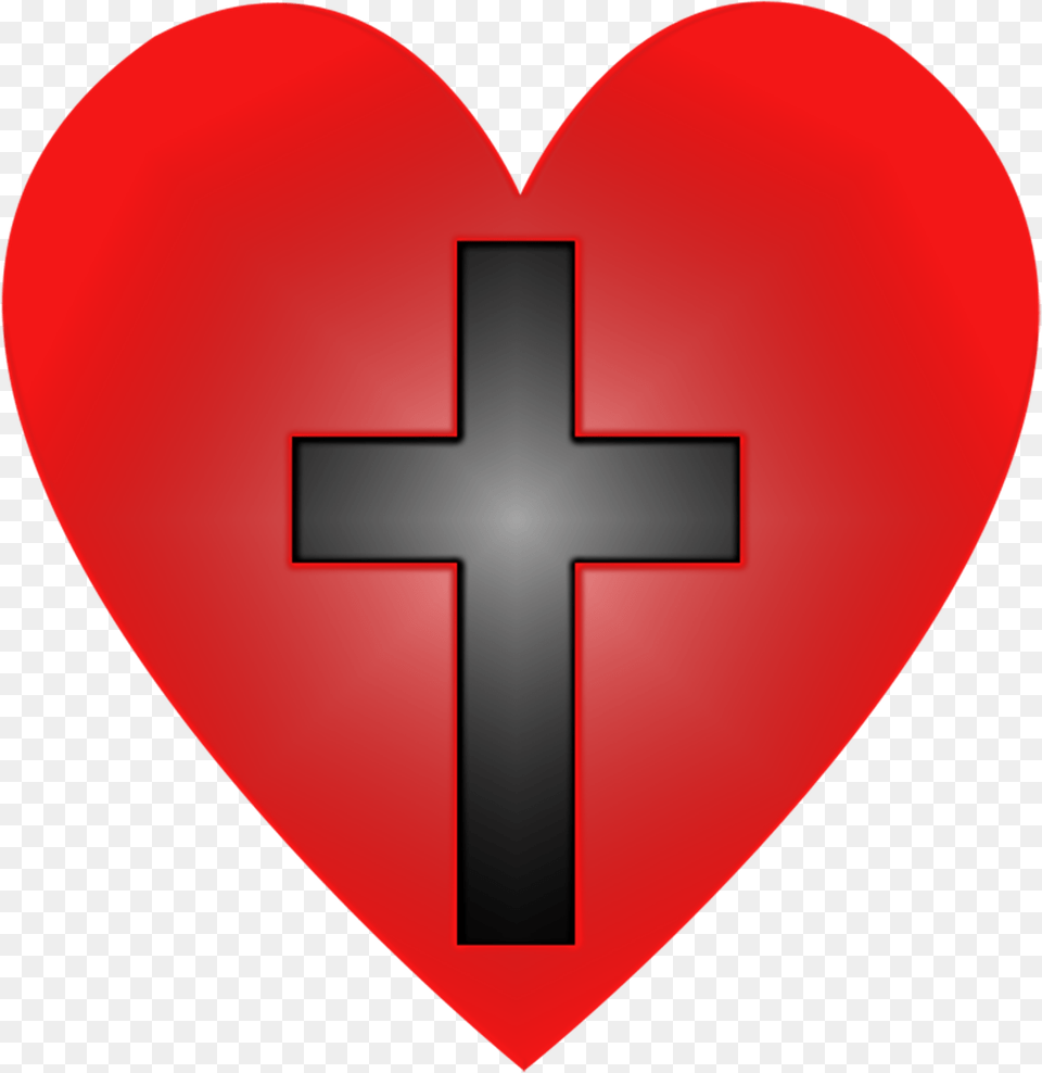 Transparent Jesus On The Cross Red Heart And Black Cross, Symbol Png