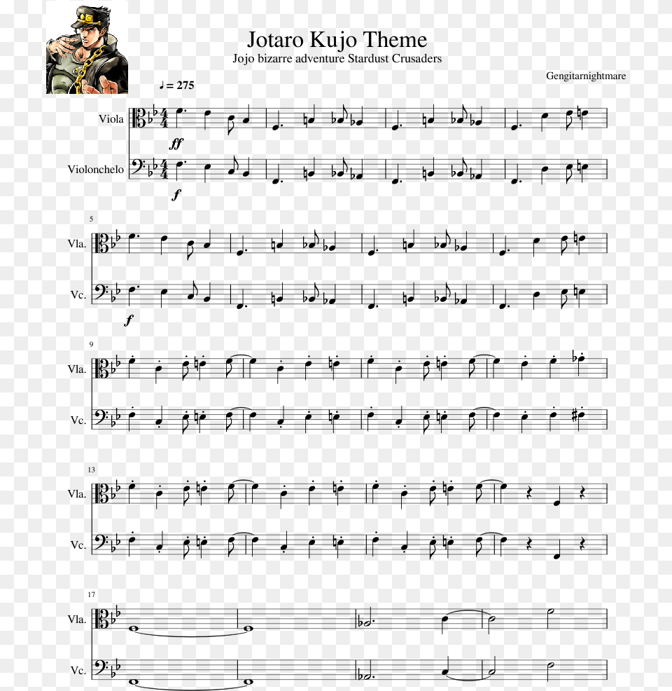 Jotaro Kujo Stardust Crusaders Sheet Music, Adult, Male, Man, People Free Transparent Png