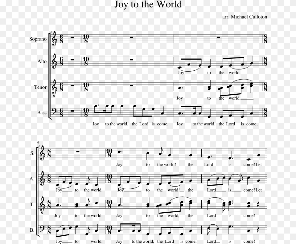Joy To The World Sheet Music, Gray Free Transparent Png