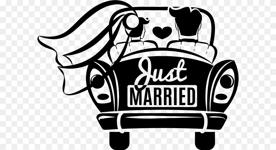 Transparent Just Married Just Married Car, Stencil, Ammunition, Grenade, Weapon Png Image