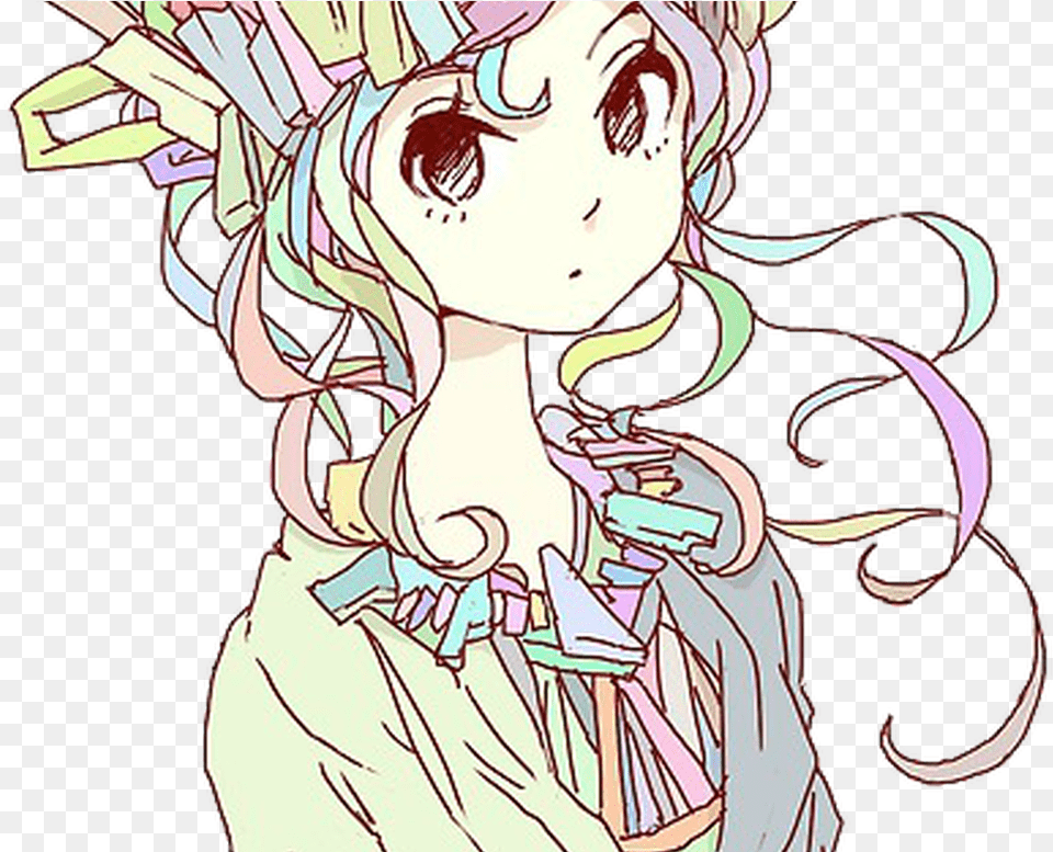 Transparent Kawaii Anime Colorful Line Art Anime, Book, Comics, Publication, Manga Free Png