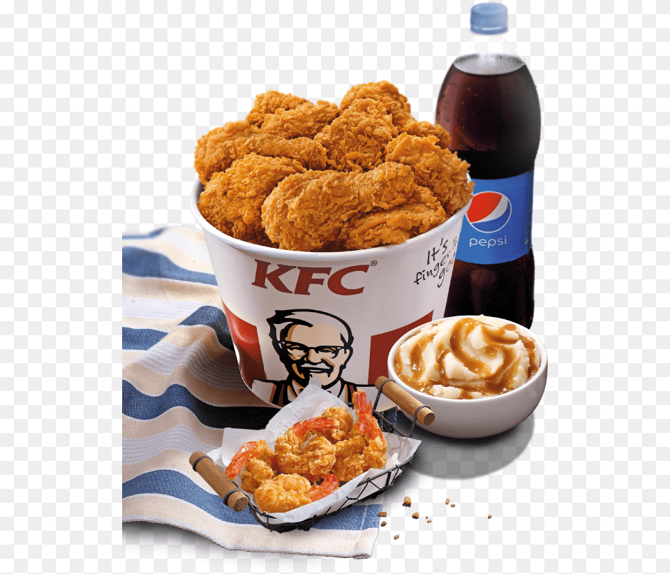 Transparent Kfc Bucket, Food, Fried Chicken, Nuggets, Adult Free Png