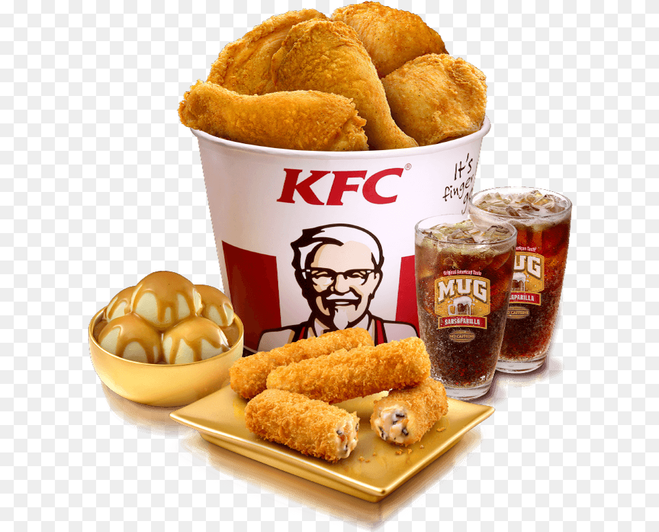 Transparent Kfc Bucket Kfc Celebration Bucket, Food, Fried Chicken, Nuggets, Man Png Image