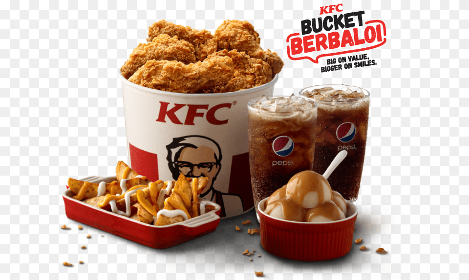 Transparent Kfc Chicken Kfc Malaysia Holiday Bucket, Food, Fried Chicken, Cup, Soda Free Png Download