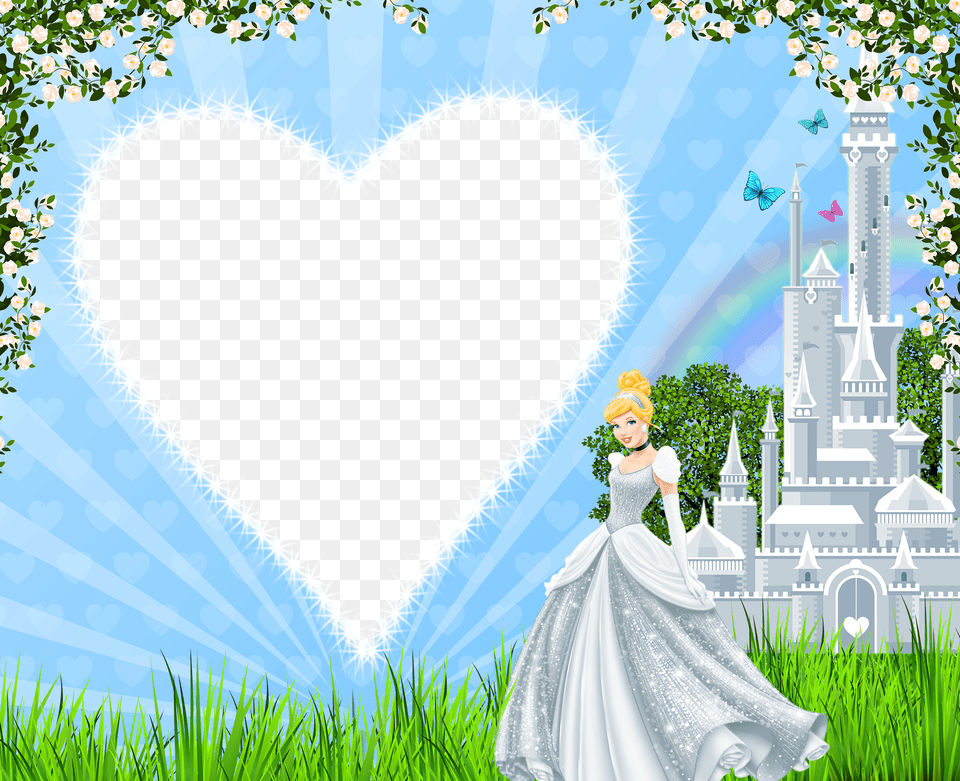 Kids Frame With Princess Cinderella Disney Princess Cinderella Frames, Grass, Plant, Clothing, Dress Free Transparent Png