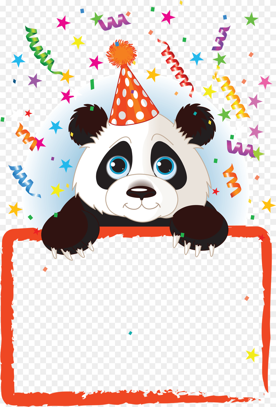 Kids Panda Party Red Frame Happy Birthday Happy Birthday Godchild, Hat, Clothing, Birthday Cake, Food Free Transparent Png