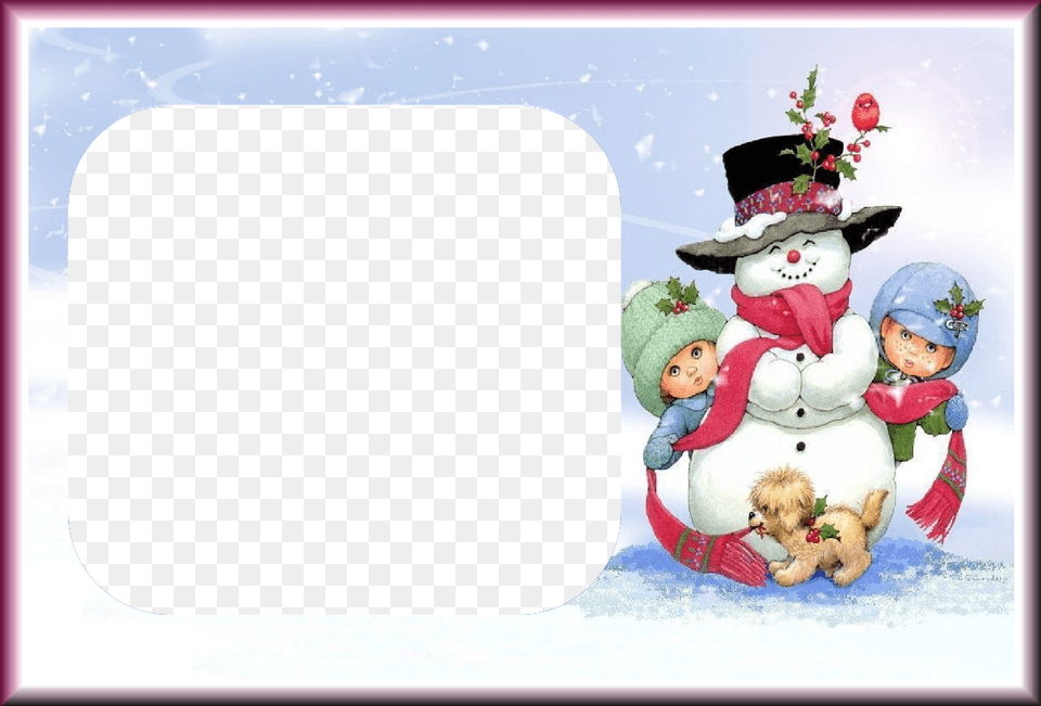 Transparent Kids Photo Frame With Snow White And Desktop Backgrounds Christmas Snowmen, Nature, Outdoors, Winter, Snowman Png Image