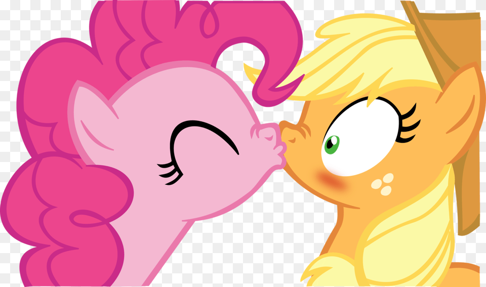 Transparent Kiss Vector My Little Pony Applejack And Pinkie Pie, Baby, Person, Face, Head Free Png Download