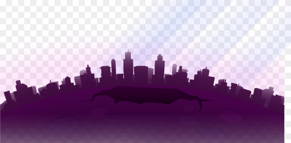 Transparent Las Vegas Skyline Silhouette Cartoon City Silhouette, Purple, Urban, Lighting, Metropolis Png Image