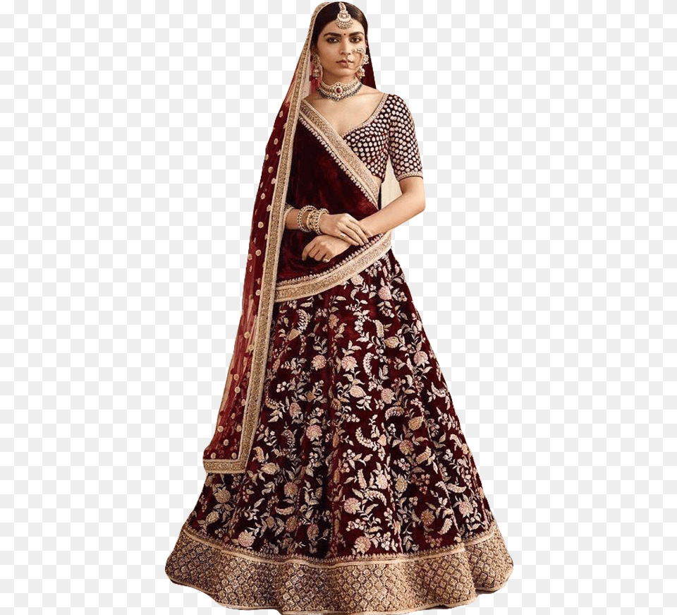 Transparent Lehenga Maroon Color Wedding Lehenga, Silk, Clothing, Dress, Fashion Free Png Download