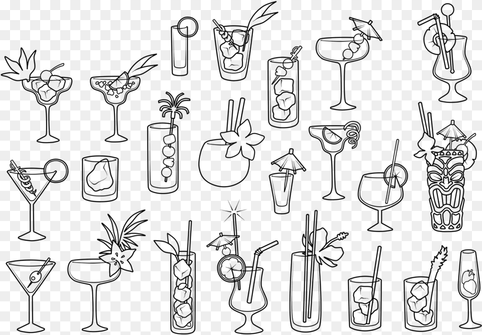 Transparent Library Cocktail At Getdrawings Com Cocktail Line Drawing, Gray Free Png