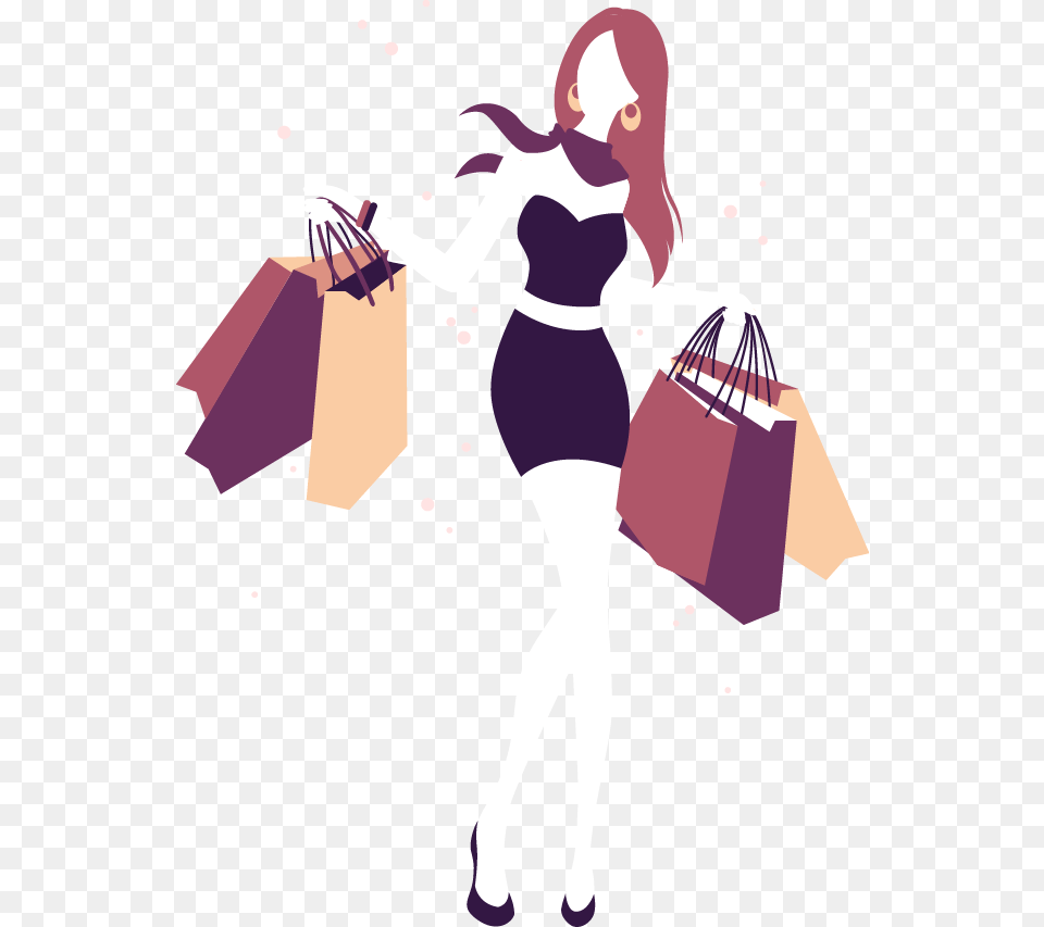 Transparent Library Girl Illustration Silhouette Shopping Girl Silhouette, Bag, Adult, Female, Person Png