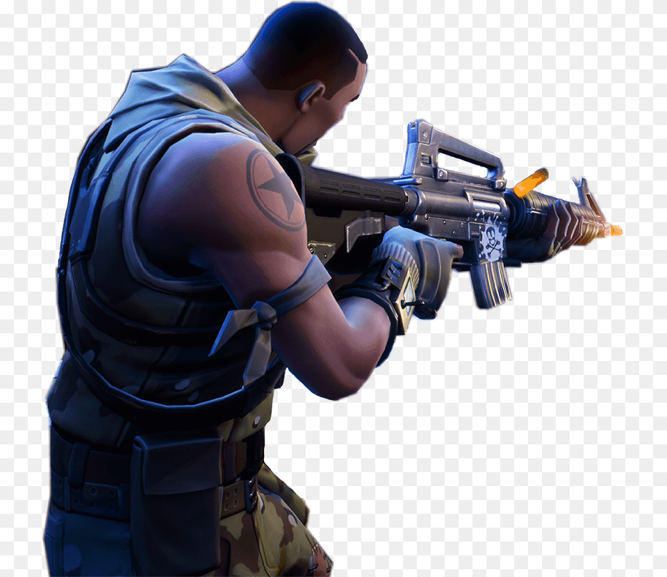 Transparent Library Xbox Console Playstation Pc Fortnite Person Shooting, Weapon, Rifle, Firearm, Gun Png Image