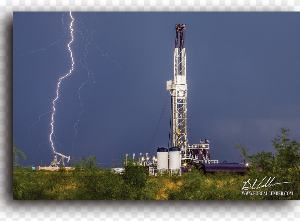 Transparent Lightning Strike Lightning In A Oil Rig, Outdoors, Nature, Construction, Machine Free Png Download
