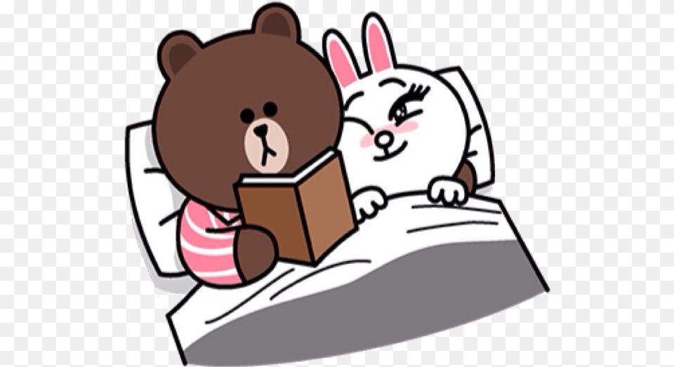 Line Sticker Love Cony And Brown, Person, Reading, Face, Head Free Transparent Png