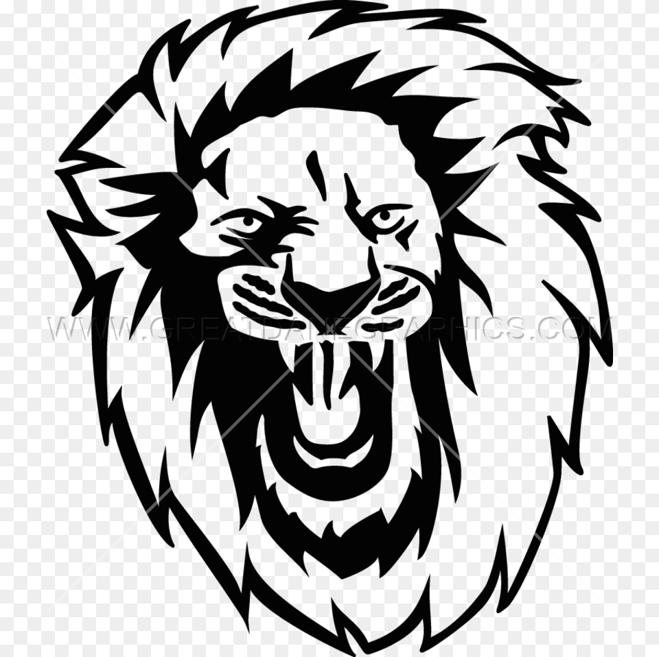 Transparent Lion Clipart Black And White Drawn Lion Roaring Transparent, Animal, Mammal, Person, Wildlife Free Png Download