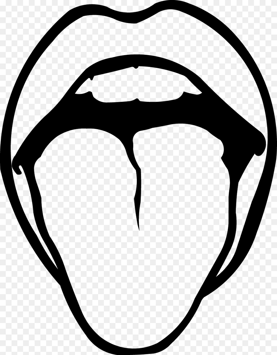 Transparent Lip Clipart Black And White Tongue Clipart Black And White, Body Part, Mouth, Person, Stencil Free Png Download