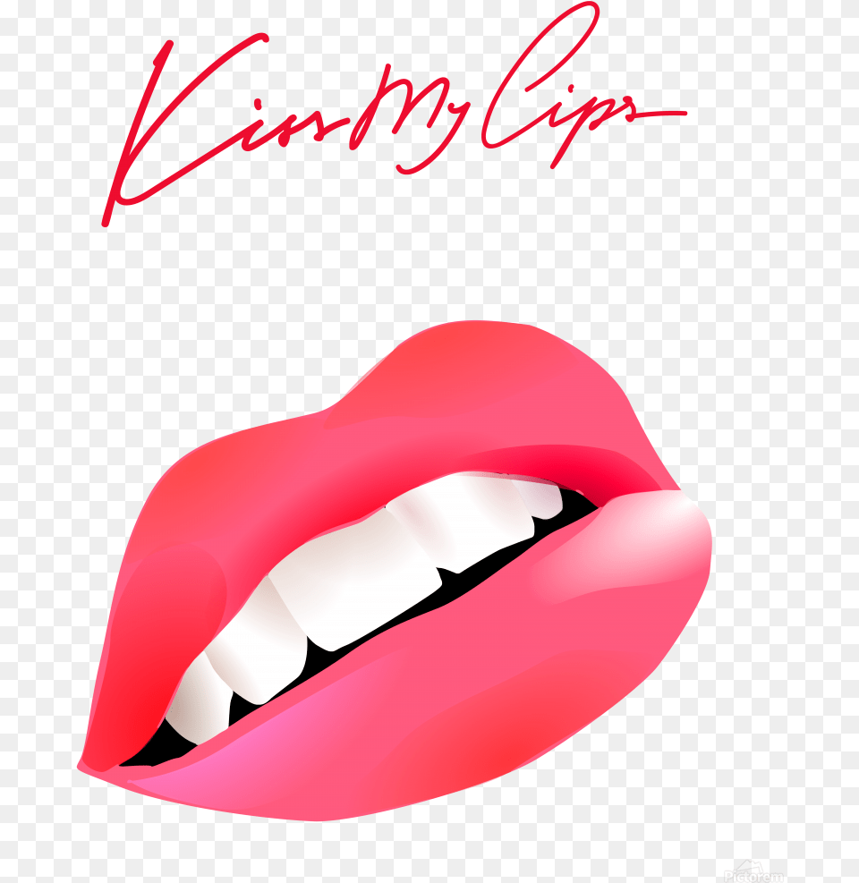 Transparent Lip Print Kissy Lips With Teeth Clipart, Person, Body Part, Cosmetics, Mouth Png
