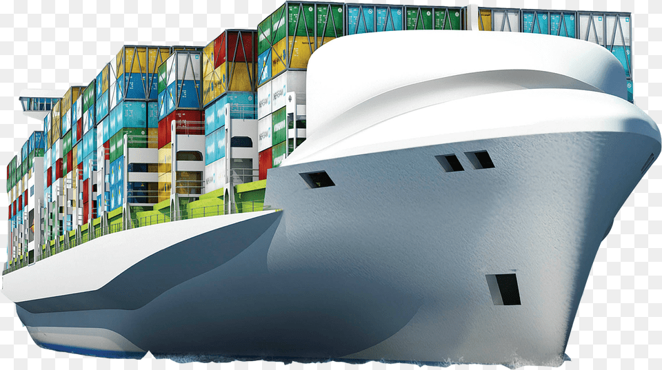 Transparent Logistics Ship With Containers, Architecture, Building, Transportation, Vehicle Free Png