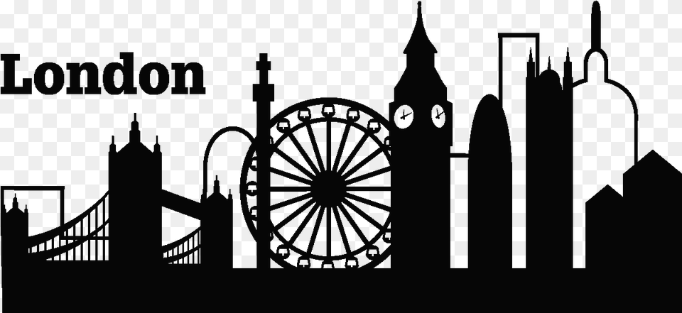 London Skyline Silhouette Machine, Wheel Free Transparent Png