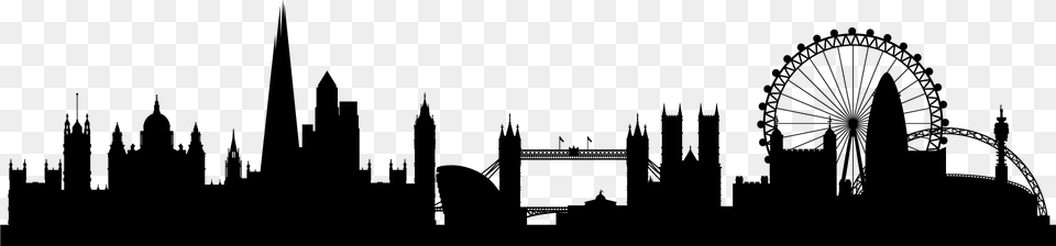 Transparent London Skyline Silhouette London Skyline Clip Art, City, Amusement Park, Machine, Wheel Png