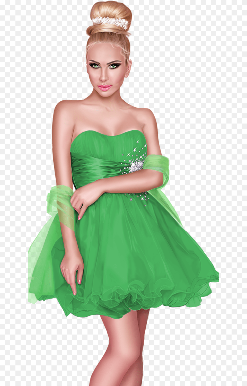 Transparent Long Blonde Hair Cocktail Dress, Adult, Person, Formal Wear, Female Png