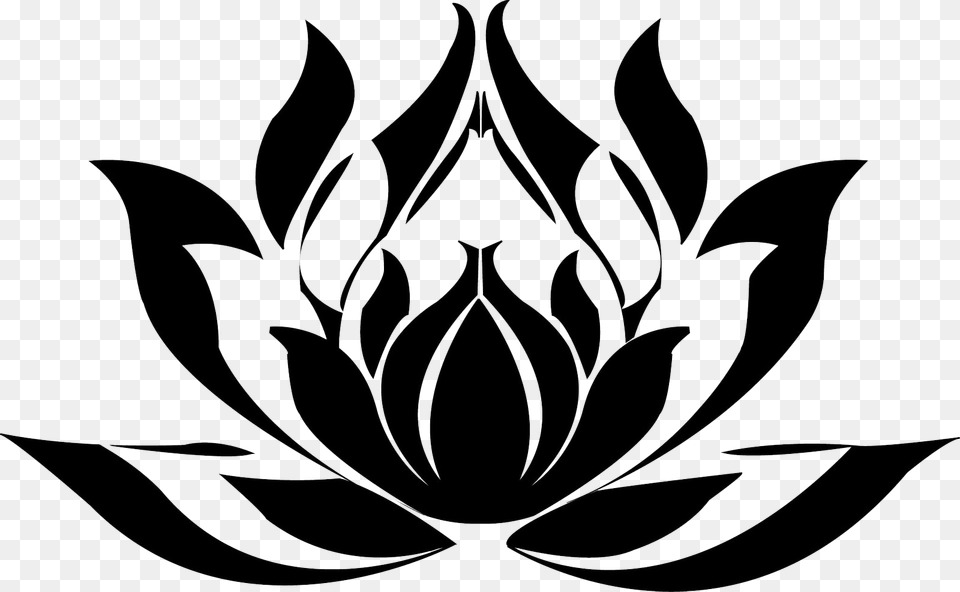 Transparent Lotus Lotus Flower Black And White Clipart, Stencil, Emblem, Symbol, Animal Png