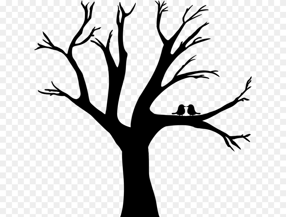 Transparent Love Birds In Tree Clipart Clipart Tree Silhouette, Gray Free Png Download