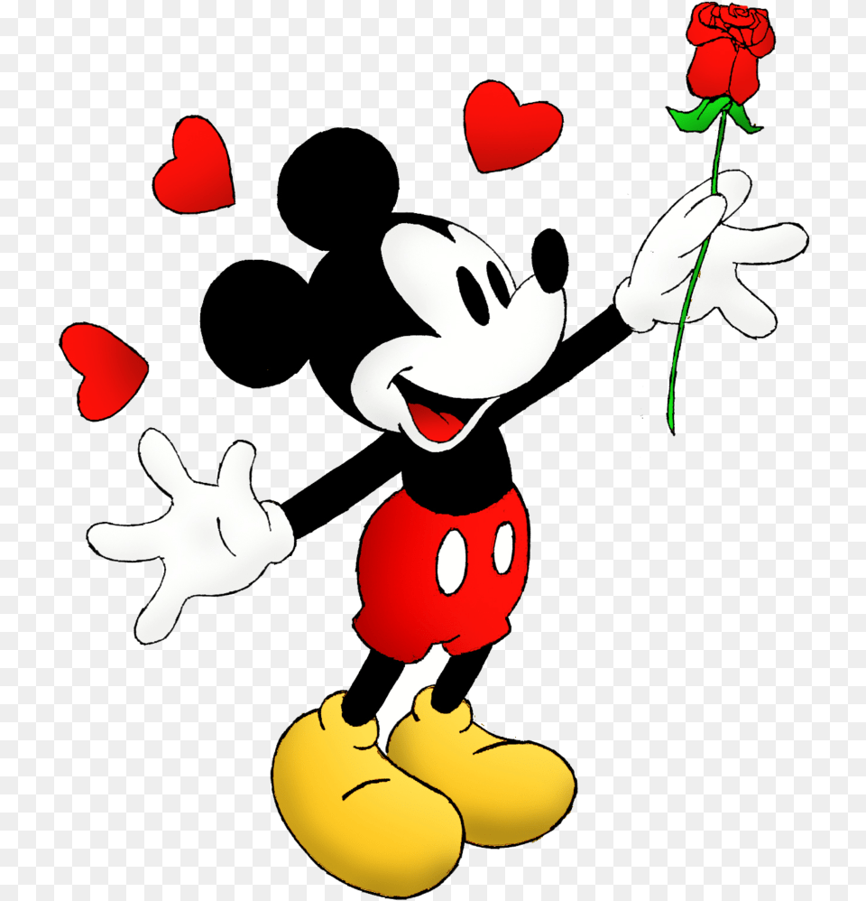 Transparent Love Mickey Mouse With Rose, Cartoon Free Png