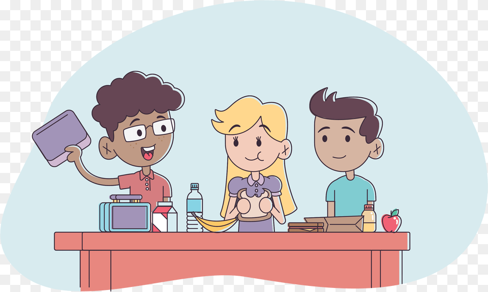 Transparent Lunch Student Cartoon Have Lunch, Baby, Person, Face, Head Free Png